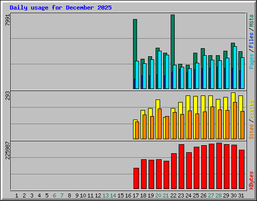 Daily usage for December 2025
