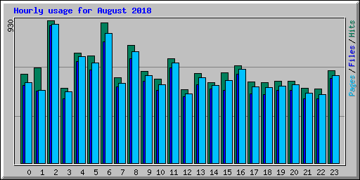 Hourly usage for August 2018